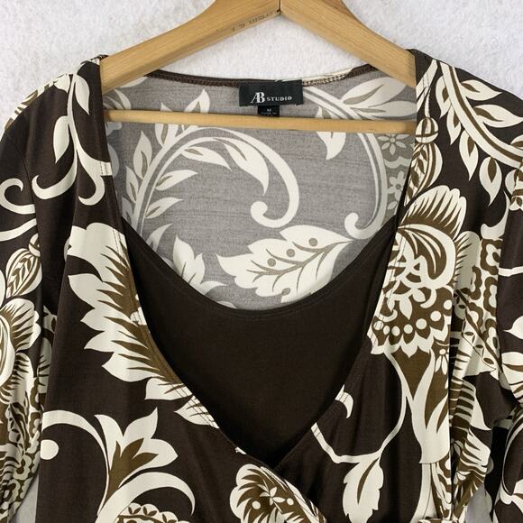 Vintage Womens Paisley Floral Wrap Top Sz Y2K Going Out Stretch USA Made - Picture 3 of 12